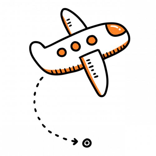 airplane path illustration, airplane cartoon illustration, flying plane illustration doodle free png