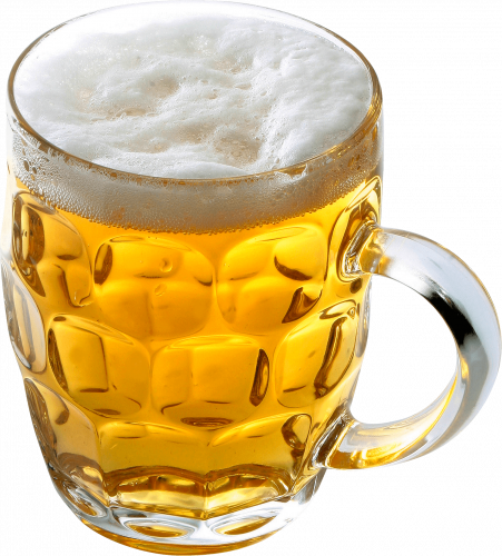 beer in glass from top