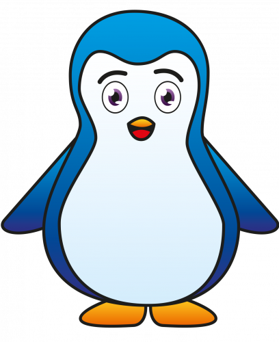 cute blue happy penguin smiles