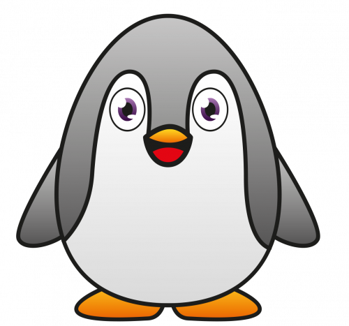 cute grey penguin clipart straight