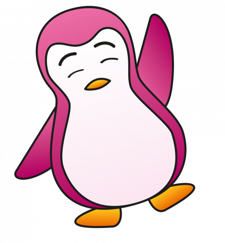 cute pink penguin says hi