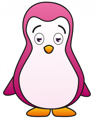 cute sad pink penguin standing