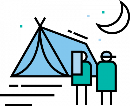 friends camping at night illustration free png