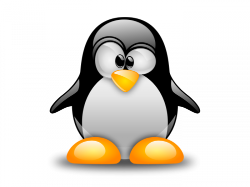 funny linux penguin with yellow legs