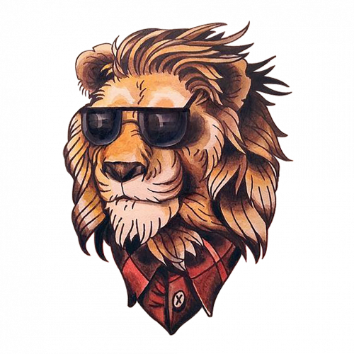 funny lion head thug artwork