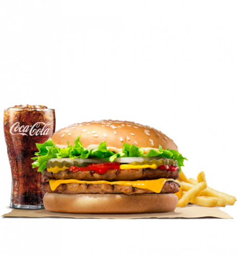 king whopper hamburger fries french burger with cola